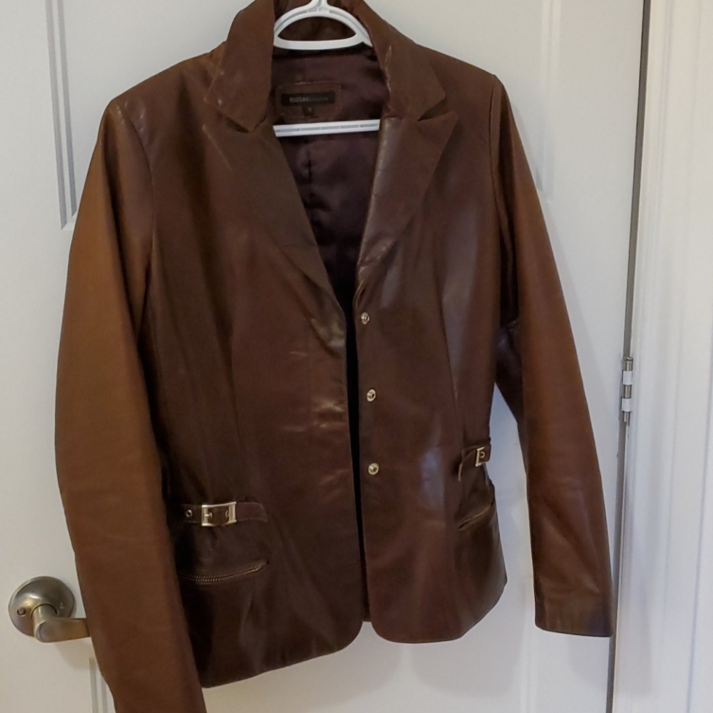 RUDSAK Brown Leather Jacket – Snap Button – Made in Canada - Picture 2 of 15